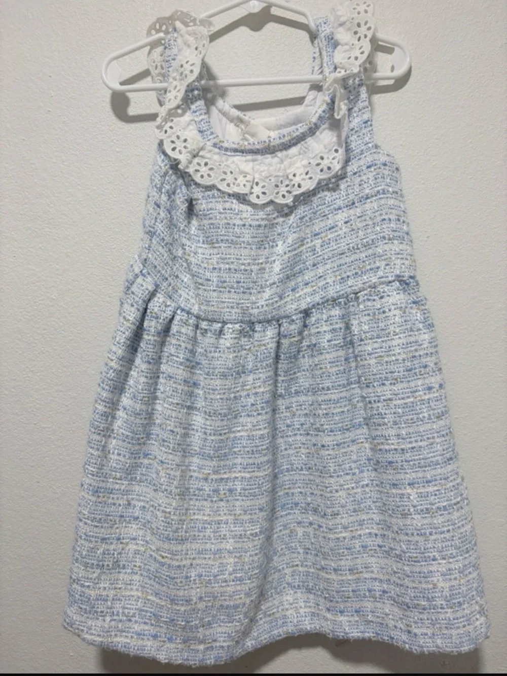 Janie and Jack Eyelet Trim Boucle Dress